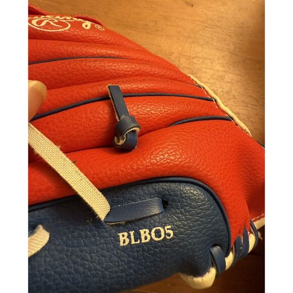 Rawlings Players Series PL90SN Youth Kids Baseball Glove Red/blue EUC - Picture 8 of 9